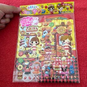 NWT Q-Lia Puffy Sticker Sheet and Playset Hamburger Fast Food Joint